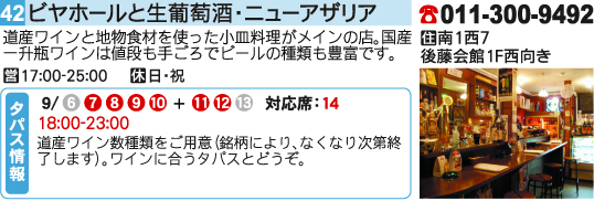 ビヤホールと生葡萄酒・ニューアザリア