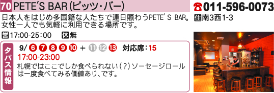 PETE'S BAR（ピッツ・バー）